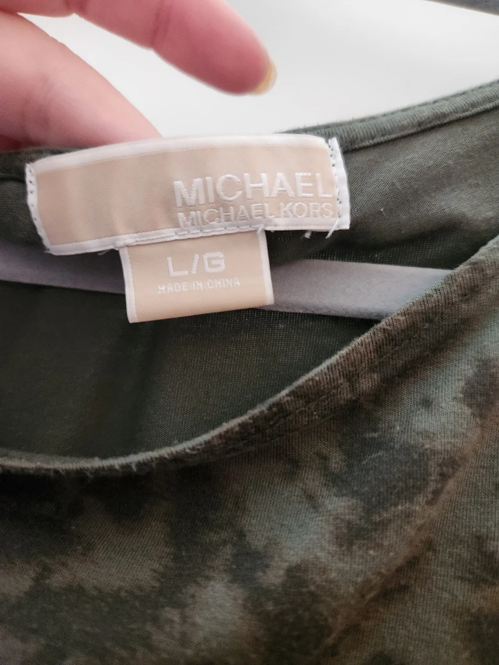 Michael Kors Olive Green Animal Print Short Sleeve Top